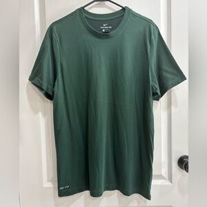 Nike Dri-FIT Short Sleeve Tee, Dark Green Crewneck, Mens Large